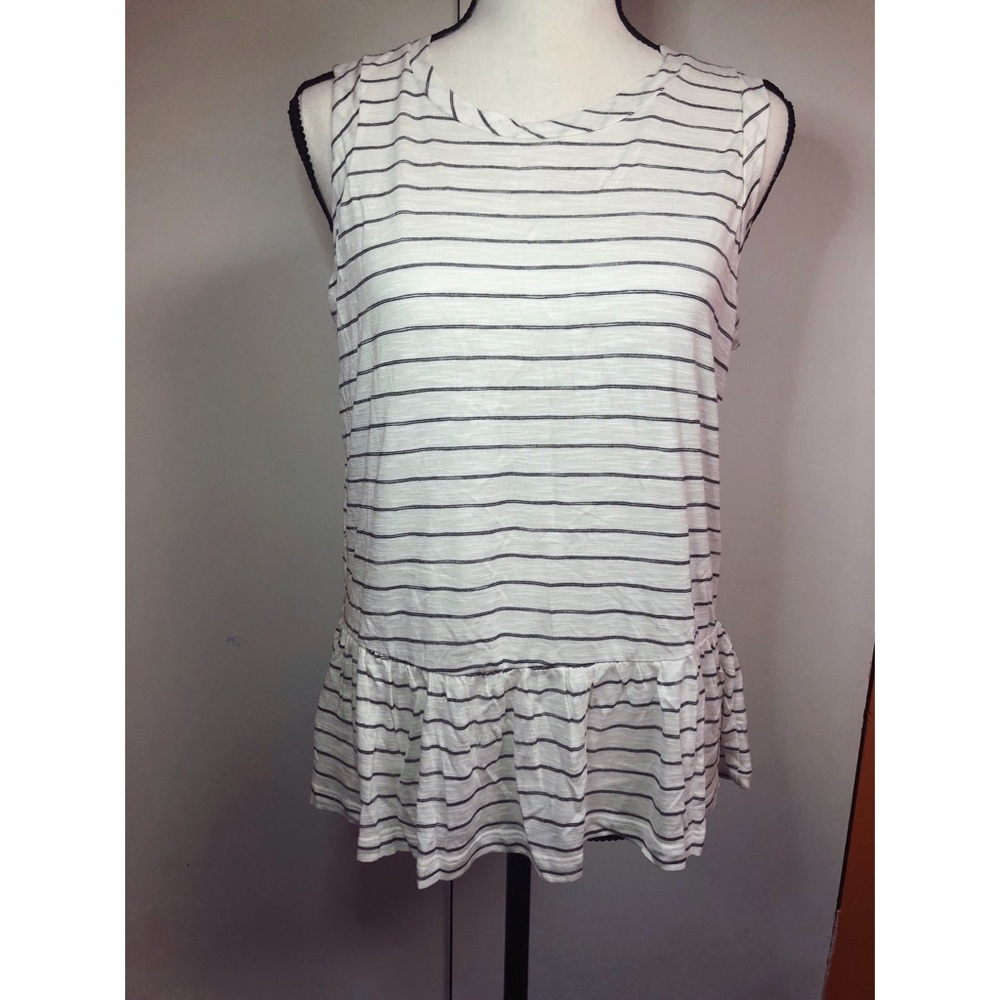 Maison Jules Casual Striped Top with Peplum Bottom